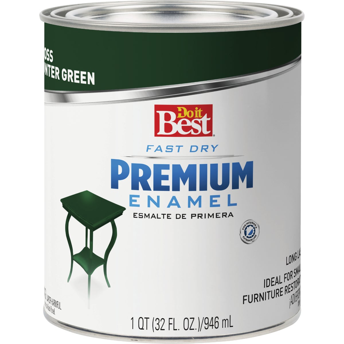 Do it Best Fast Dry Acrylic Latex Gloss Premium Enamel, Hunter Green, 1 Qt. Image 1