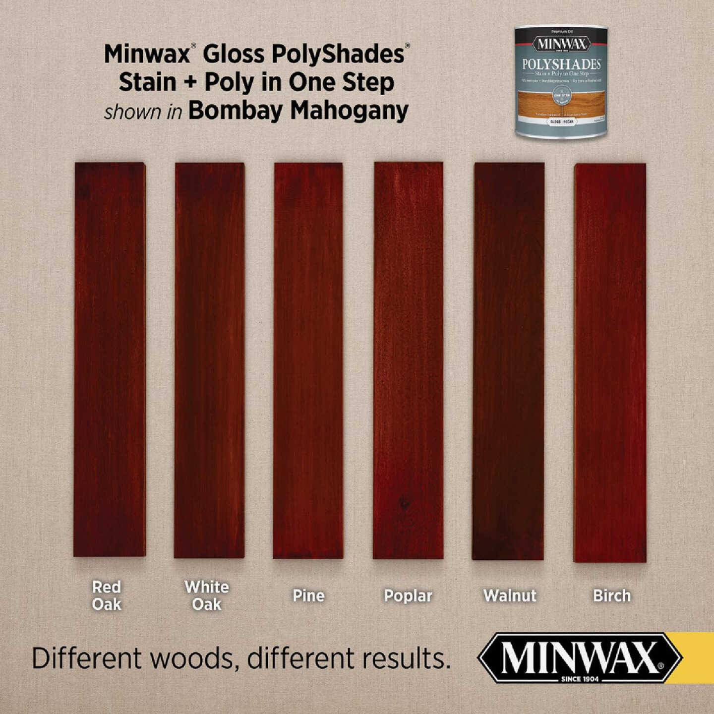 Minwax Polyshades 1/2 Pt. Gloss Stain & Finish Polyurethane In 1-Step, Bombay Mahogany Image 3