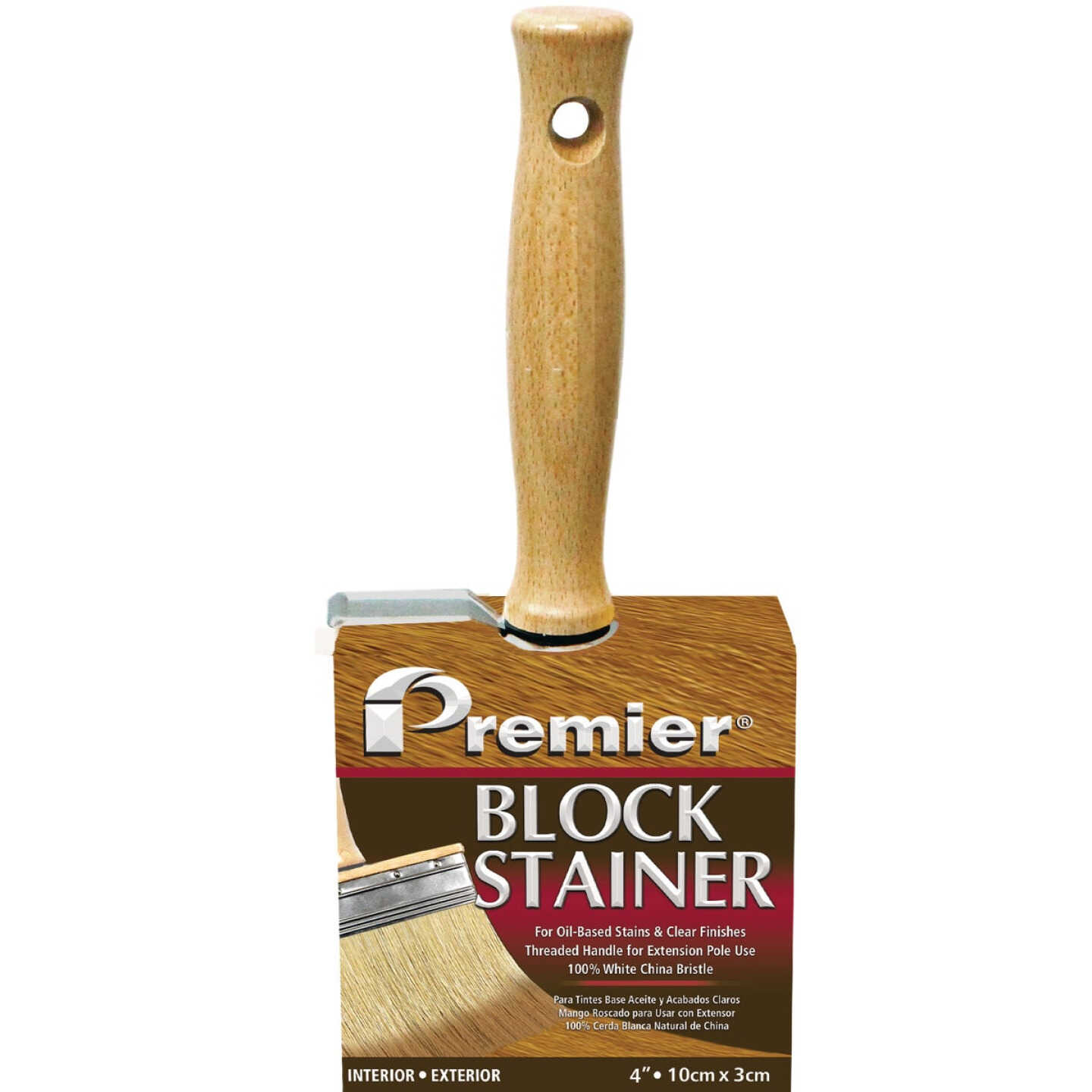 Premier 4 In. Professional Bristle Block Stain Brush Image 1