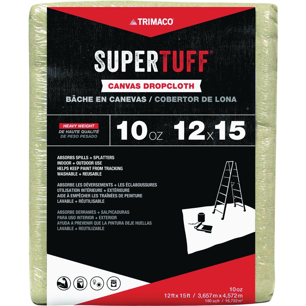 Trimaco SuperTuff 10 Oz. 12 Ft. x 15 Ft. Heavyweight Canvas Drop Cloth Image 1