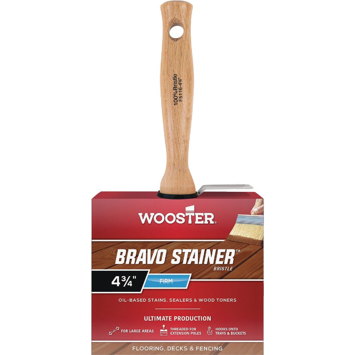 Wooster Bravo 4.75 In. Stainer Bristle Brush Image 1