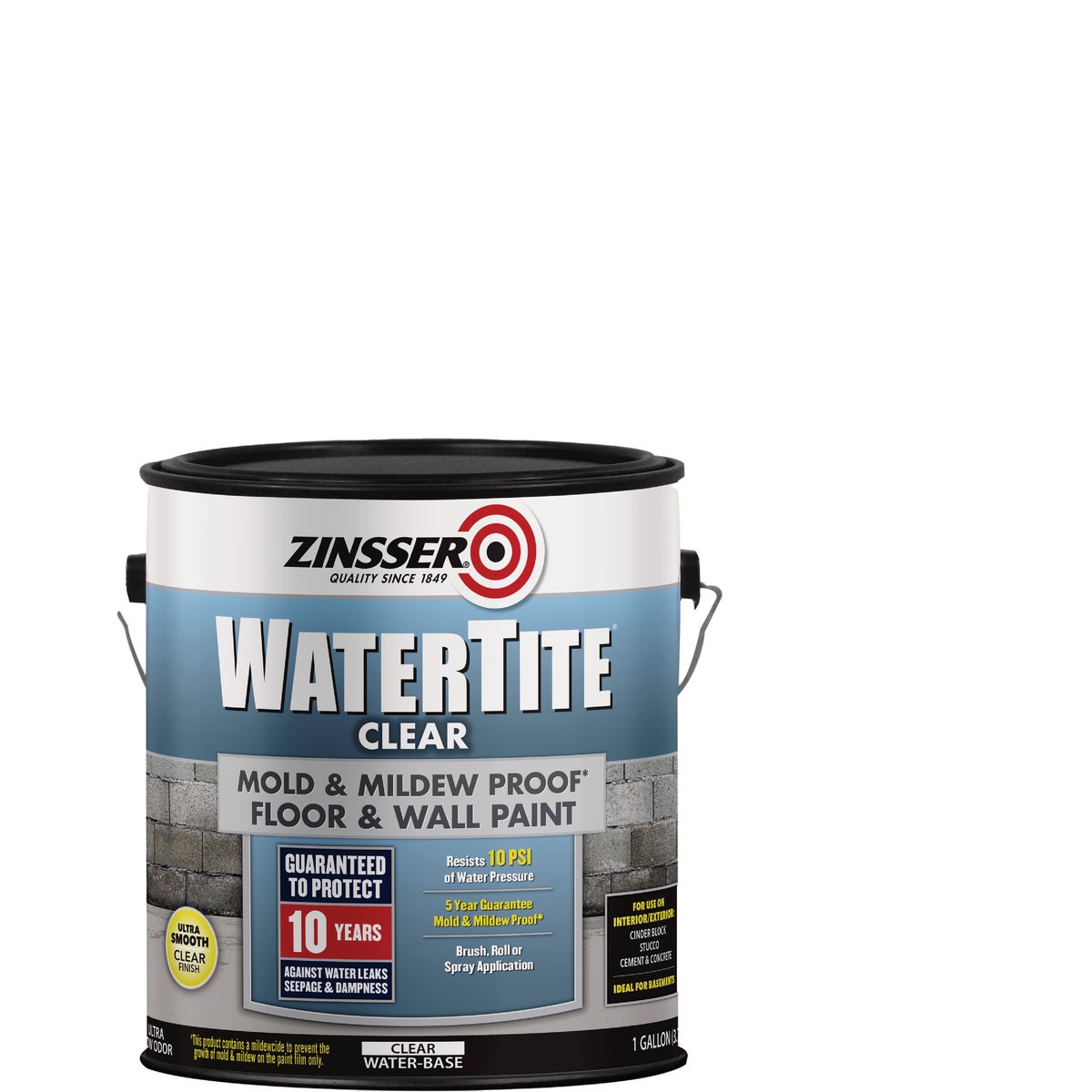 Zinsser WaterTite Clear Mold & Mildew Proof Clear Floor and Wall Paint, 1 Gal.