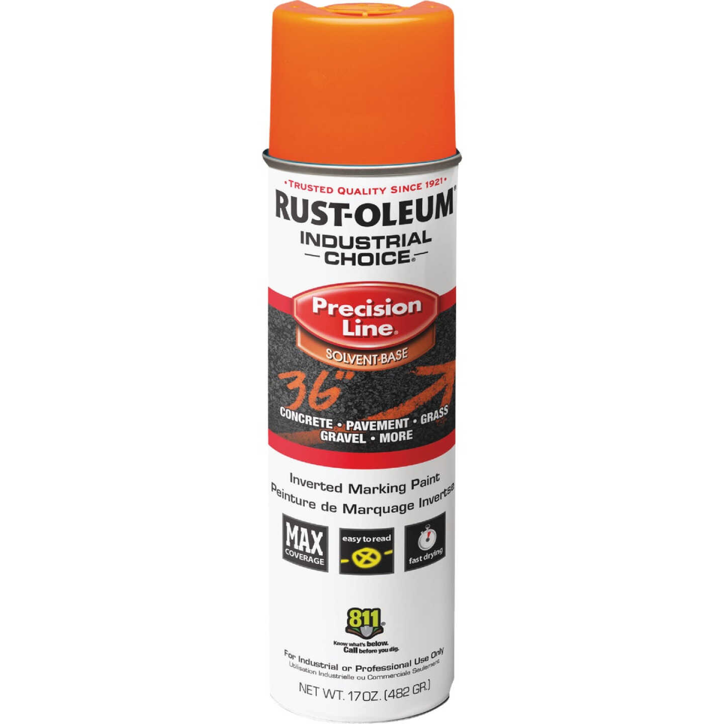 Rust-Oleum Industrial Choice APWA Orange 17 Oz. Inverted Marking Spray Paint Image 2