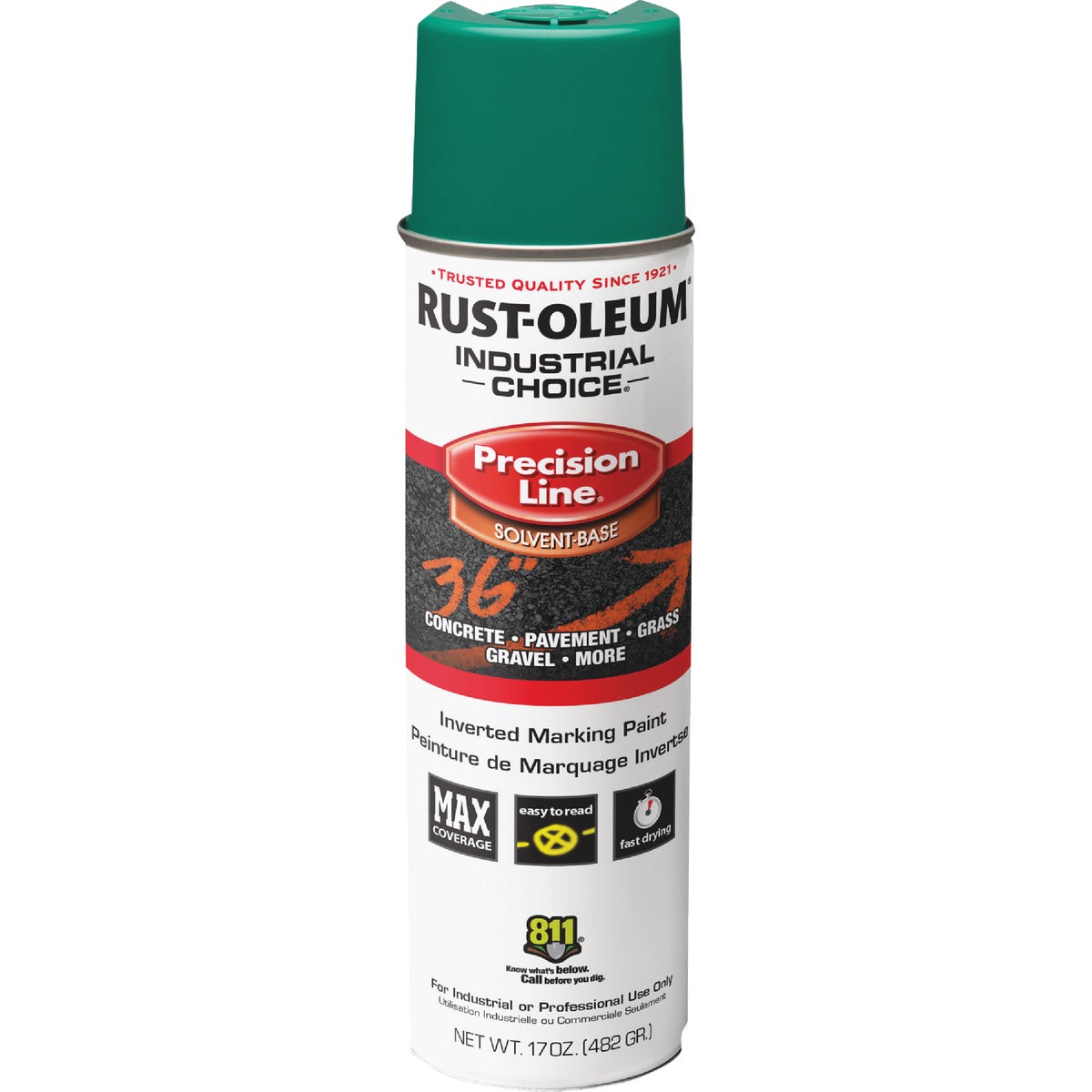 Rust-Oleum Industrial Choice Safety Green 17 Oz. Inverted Marking Spray Paint Image 2