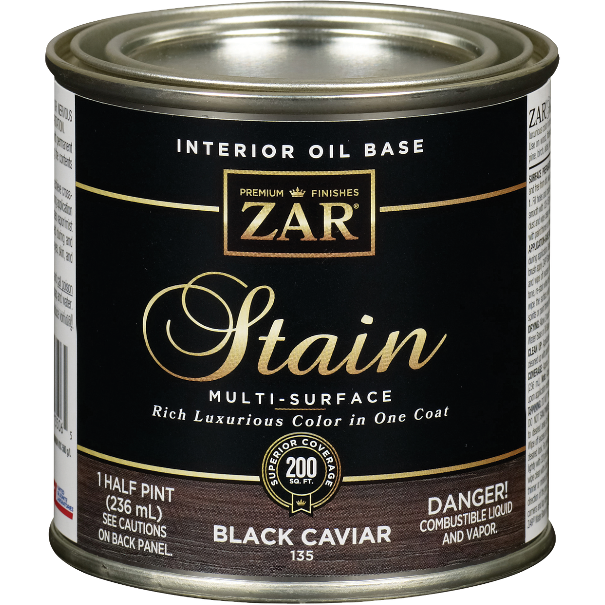 Zar 1/2 Pt. Blk Caviar Oil-Based Multi-Surface Interior Stain Image 1