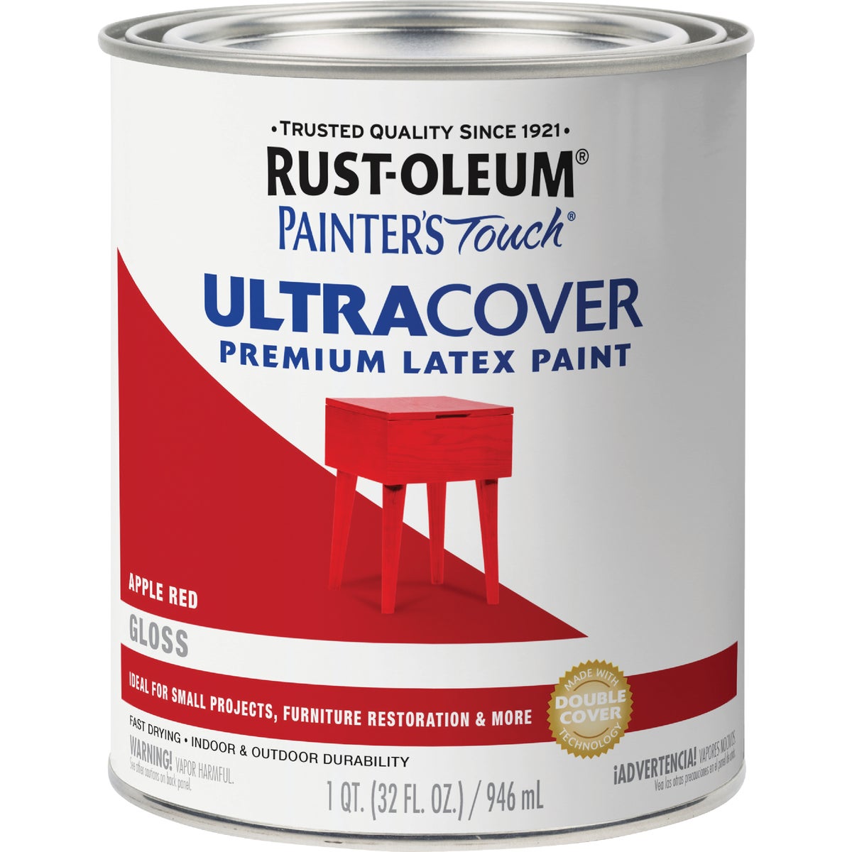 Rust-Oleum Painter's Touch 2X Ultra Cover Premium Latex Paint, Gloss Apple Red, 1 Qt. Image 7