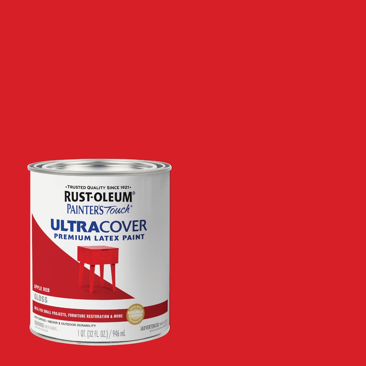 Rust-Oleum Painter's Touch 2X Ultra Cover Premium Latex Paint, Gloss Apple Red, 1 Qt.