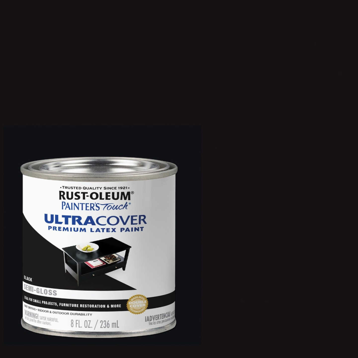 Rust-Oleum Painter's Touch 2X Ultra Cover Premium Latex Paint, Semi-Gloss Black, 1/2 Pt. Image 1