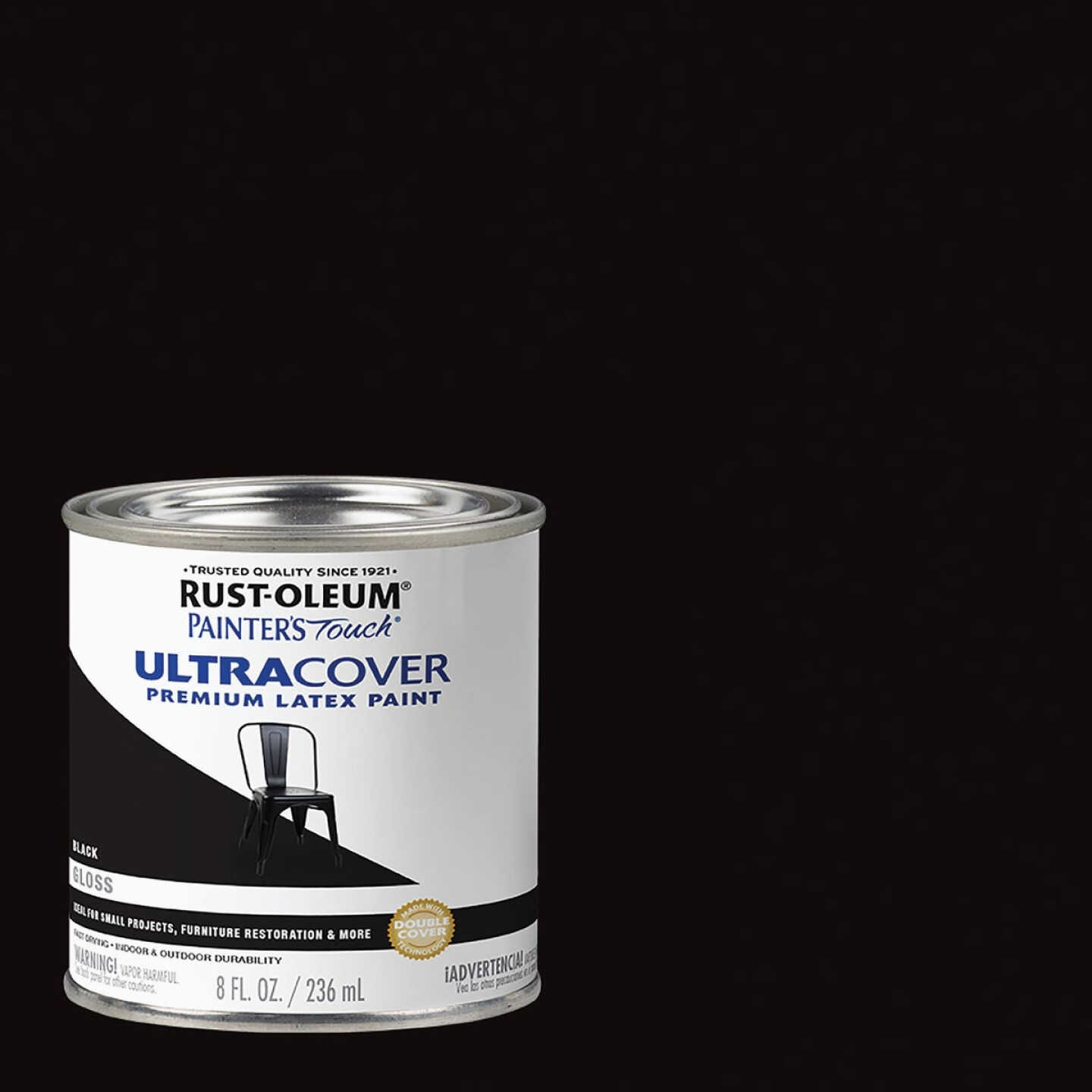 Rust-Oleum Painter's Touch 2X Ultra Cover Premium Latex Paint, Black Gloss, 1/2 Pt. Image 1