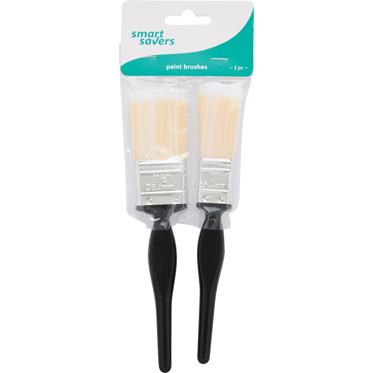 Smart Savers 1 In. Flat, 1-1/2 In. Flat Polyester Assorted Paint Brush Set (2-Pack)