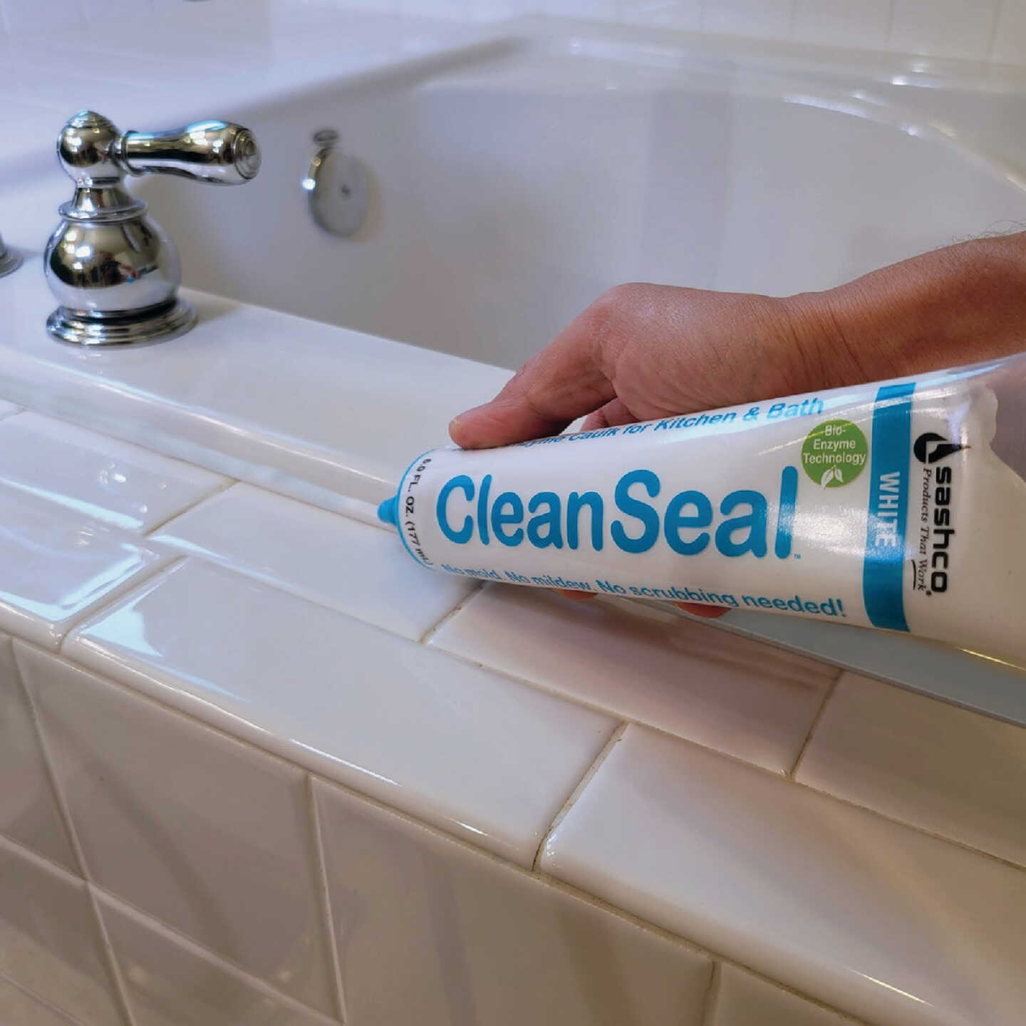 Sashco CleanSeal 6 Oz. White Active Enzyme Kitchen & Bath Caulk Image 3