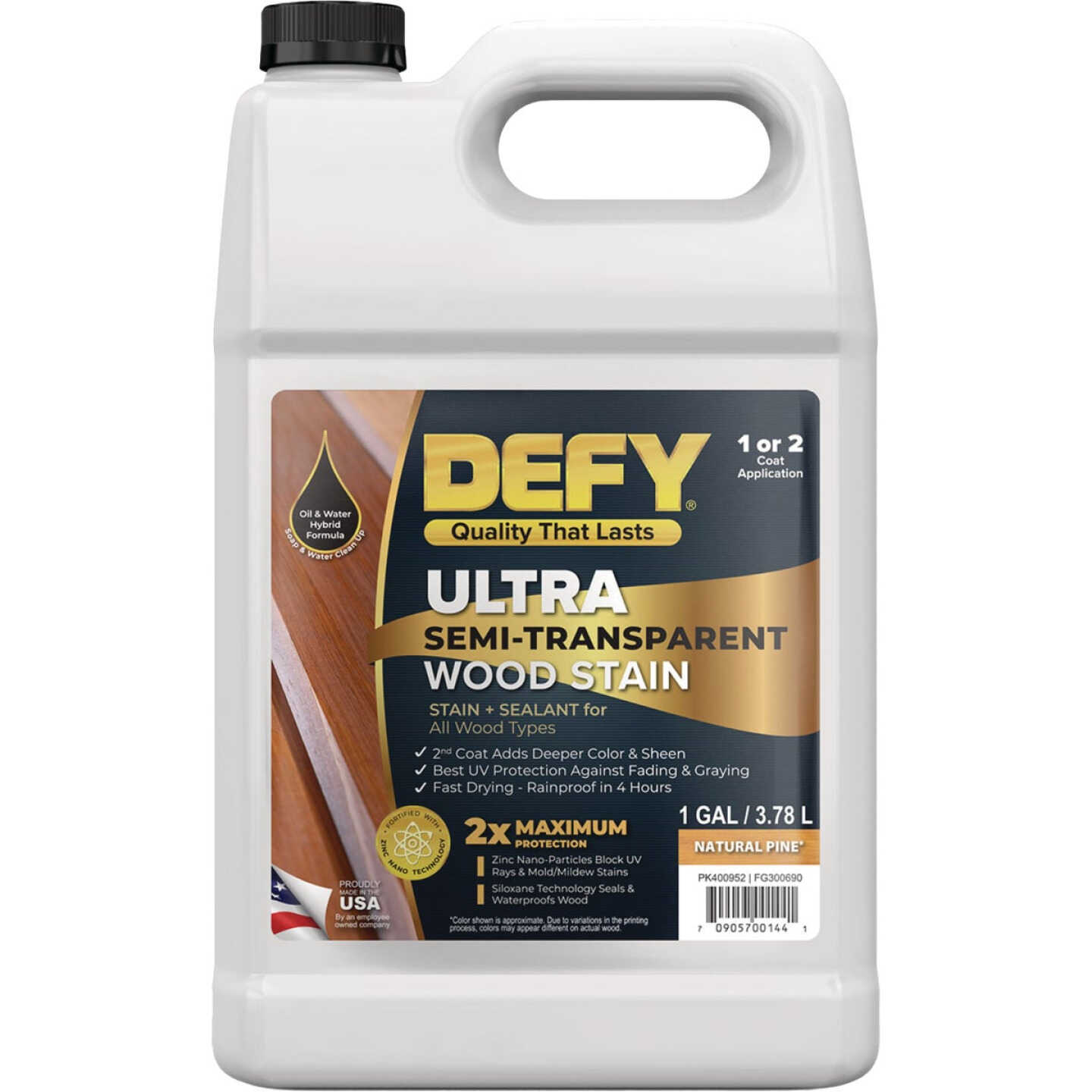 Defy Ultra-Semi-Transparent Wood Stain, Natural Pine, 1 Gal. Image 1