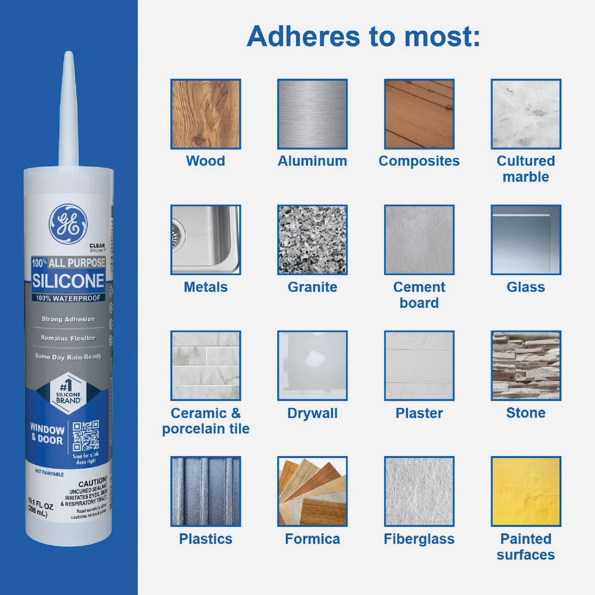 GE Window & Door All-Purpose Sealant, Clear, 10.1 Oz. Cartridge Image 6