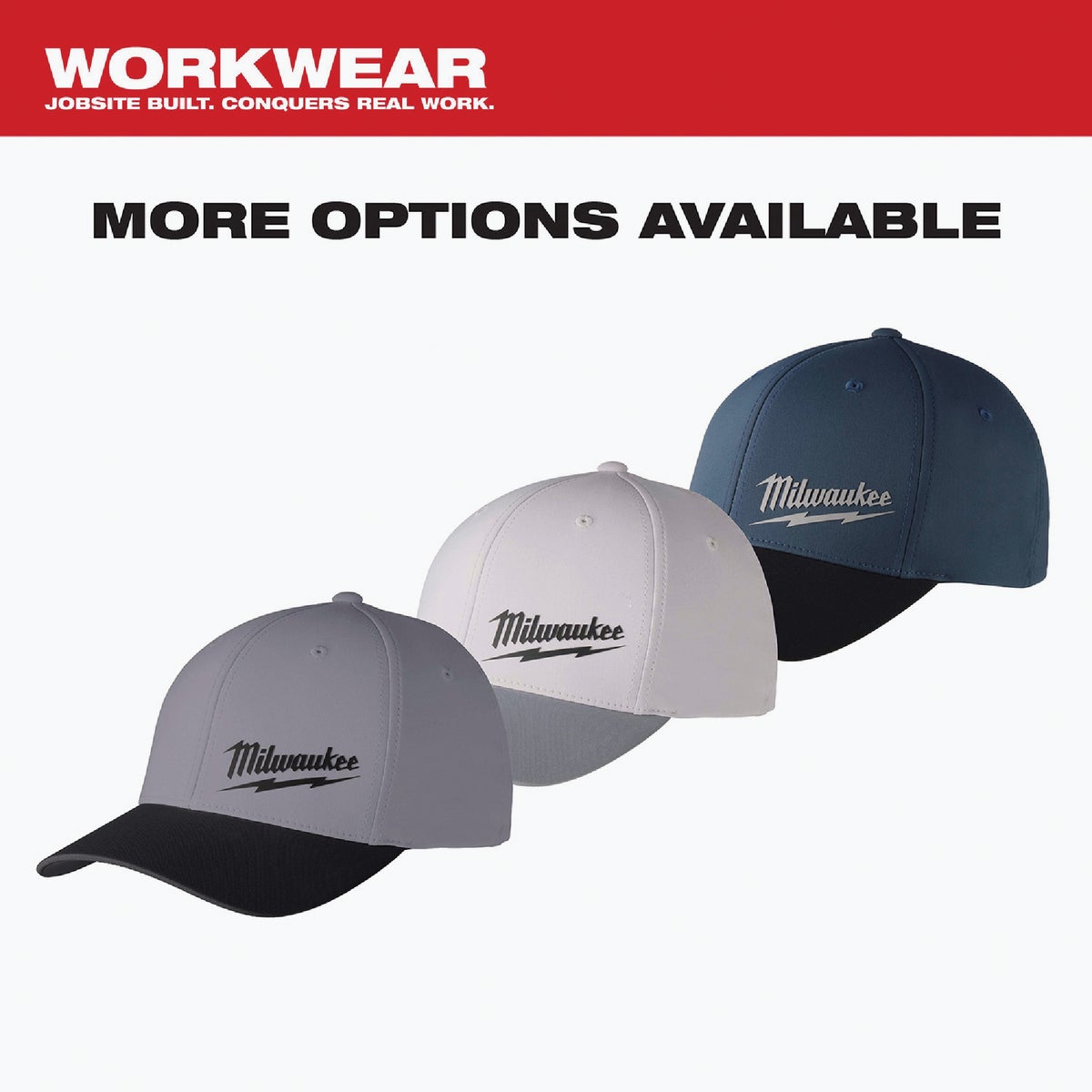 Milwaukee Workskin Gray Performance Fitted Hat, Large/XL Image 2