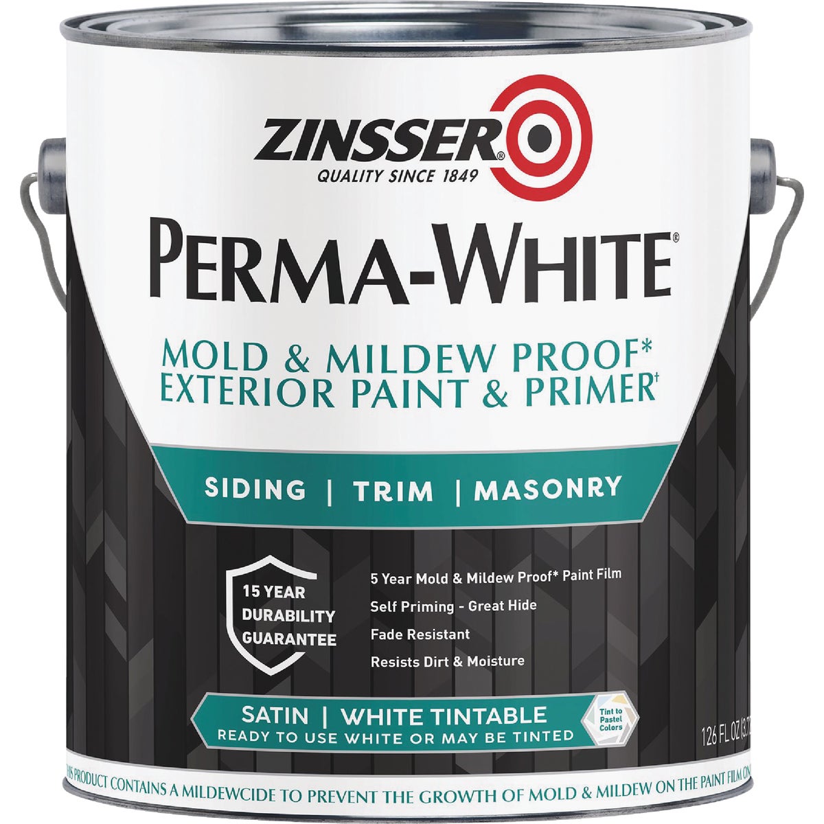 Zinsser Perma-White White-Tintable Satin Gallon Mildew Paint