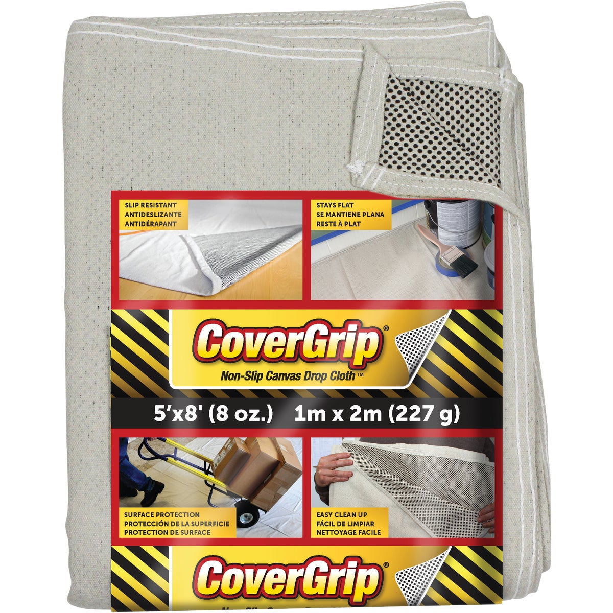 CoverGrip 5 Ft. x 8 Ft. 8 Oz. Non-Slip Safety Drop Cloth Image 1