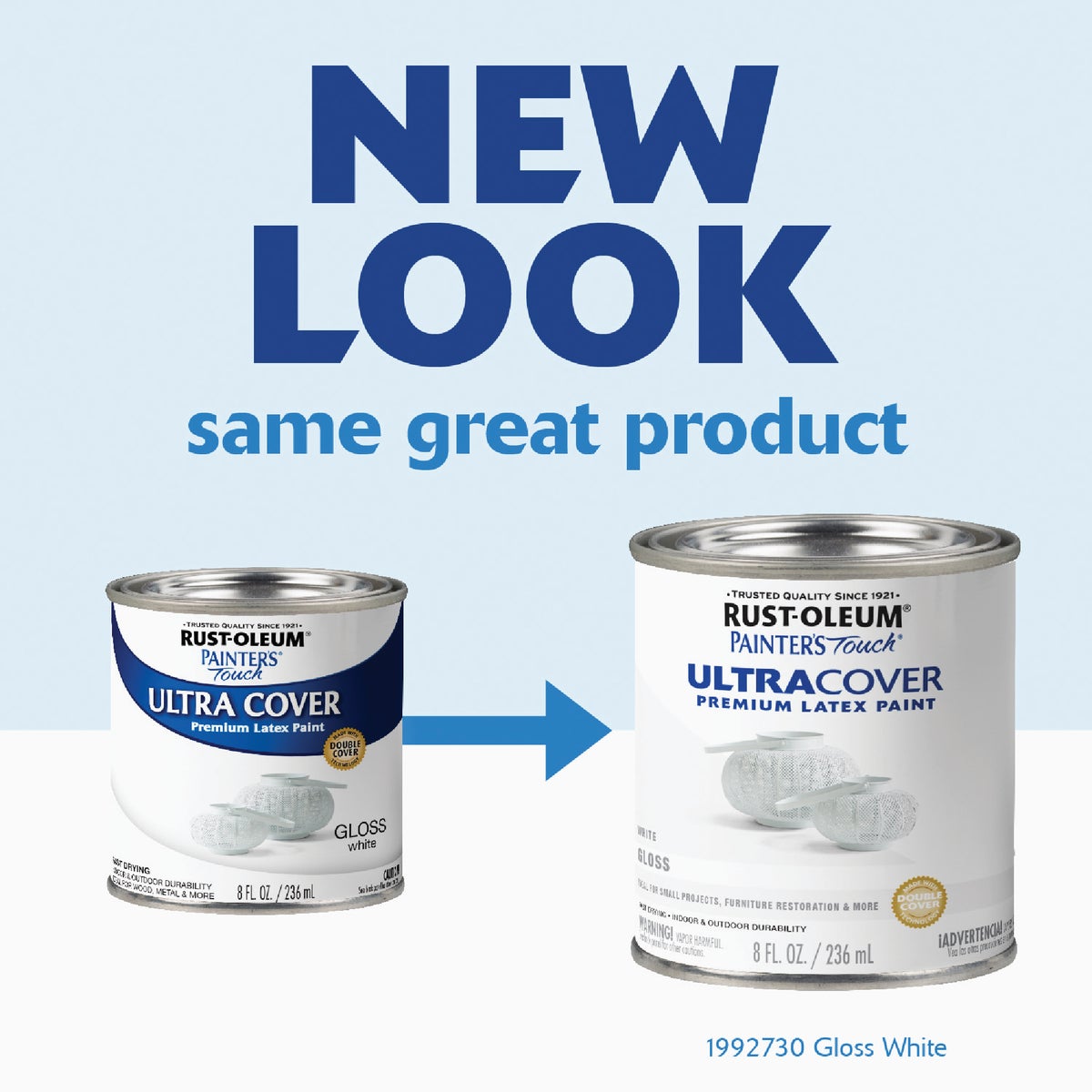 Rust-Oleum Painter's Touch 2X Ultra Cover Premium Latex Paint, White Gloss, 1/2 Pt. Image 2