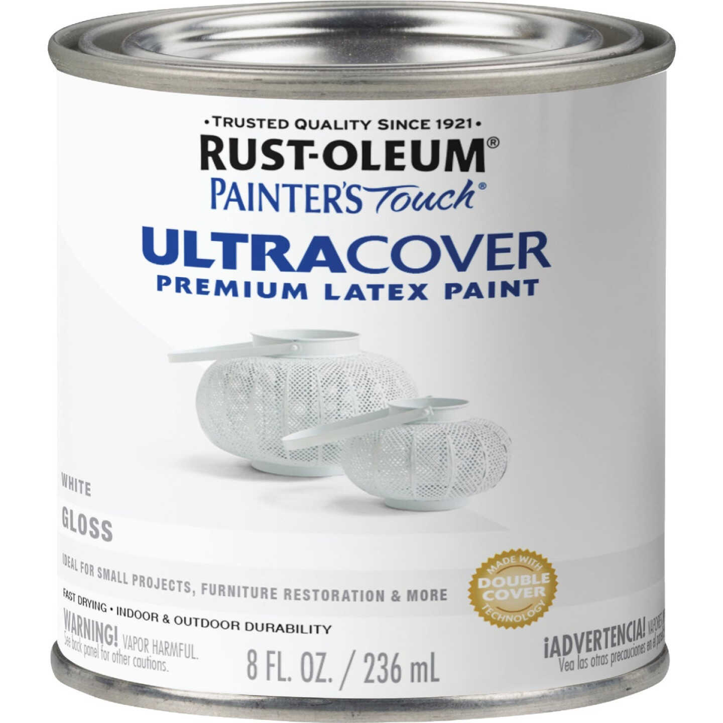 Rust-Oleum Painter's Touch 2X Ultra Cover Premium Latex Paint, White Gloss, 1/2 Pt. Image 7
