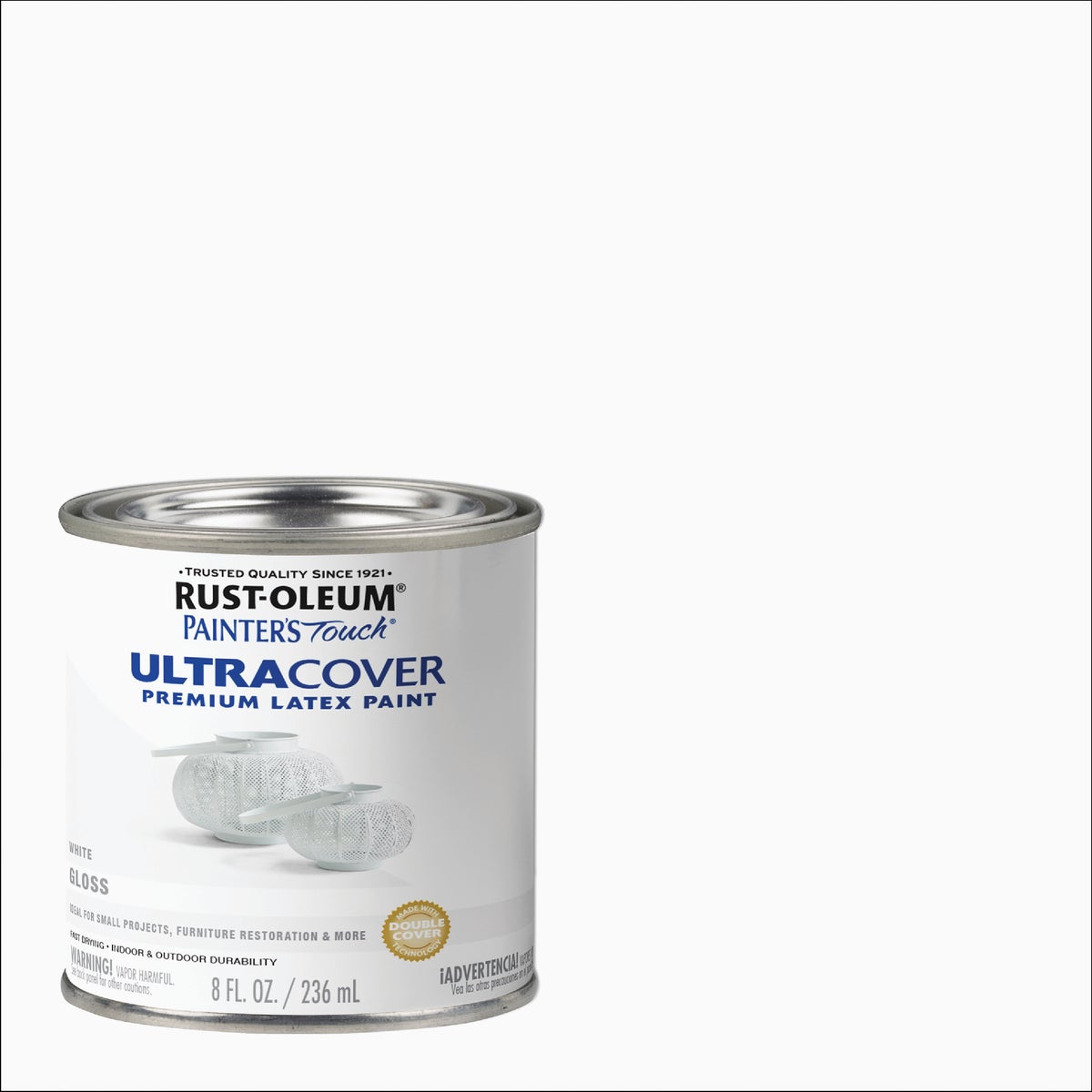 Rust-Oleum Painter's Touch 2X Ultra Cover Premium Latex Paint, White Gloss, 1/2 Pt.
