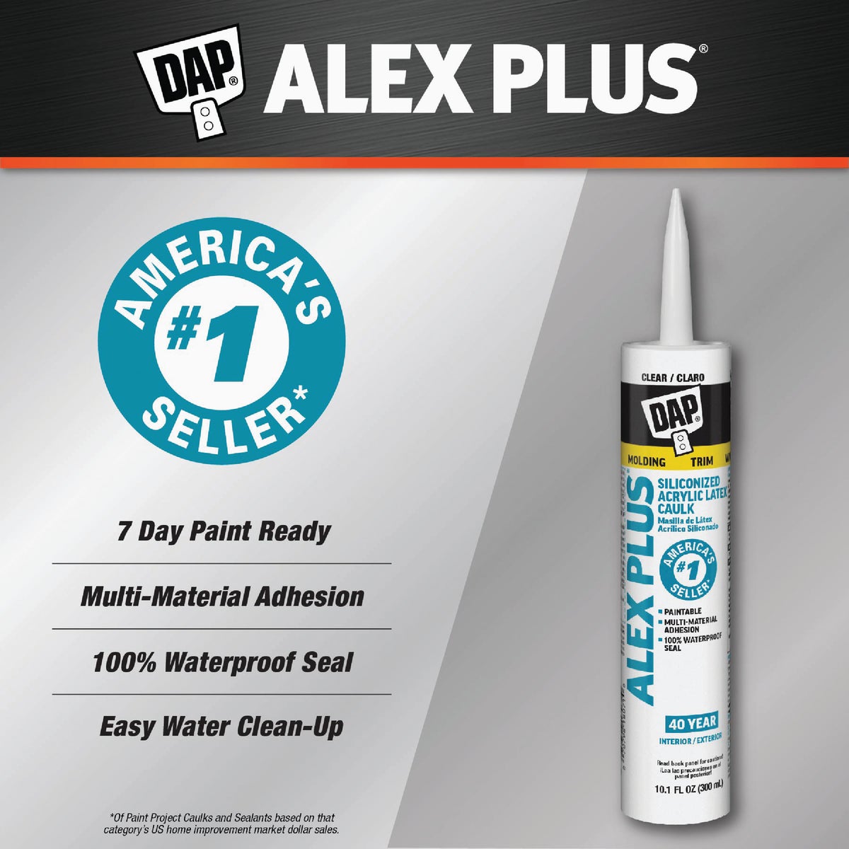 Dap Alex Plus 10.1 Oz. All Purpose Clear Siliconized Acrylic Latex Caulk Image 2