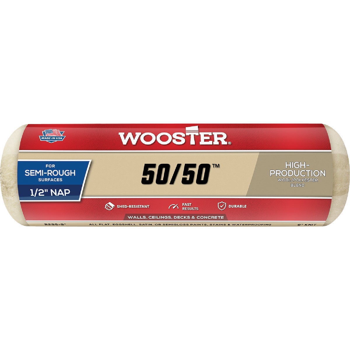 Wooster 50/50 9 In. x 1/2 In. Knit Fabric Roller Cover Image 1