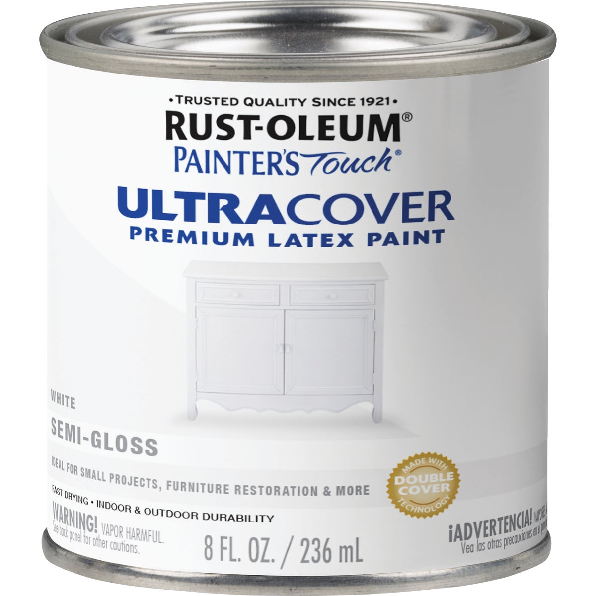 Rust-Oleum Painter's Touch 2X Ultra Cover Premium Latex Paint, White Semi-Gloss, 1/2 Pt. Image 7