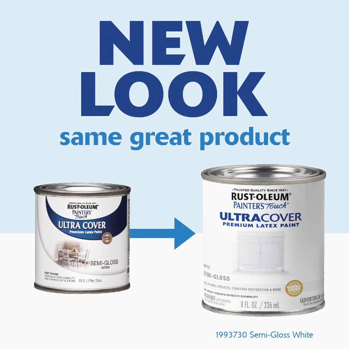 Rust-Oleum Painter's Touch 2X Ultra Cover Premium Latex Paint, White Semi-Gloss, 1/2 Pt. Image 2