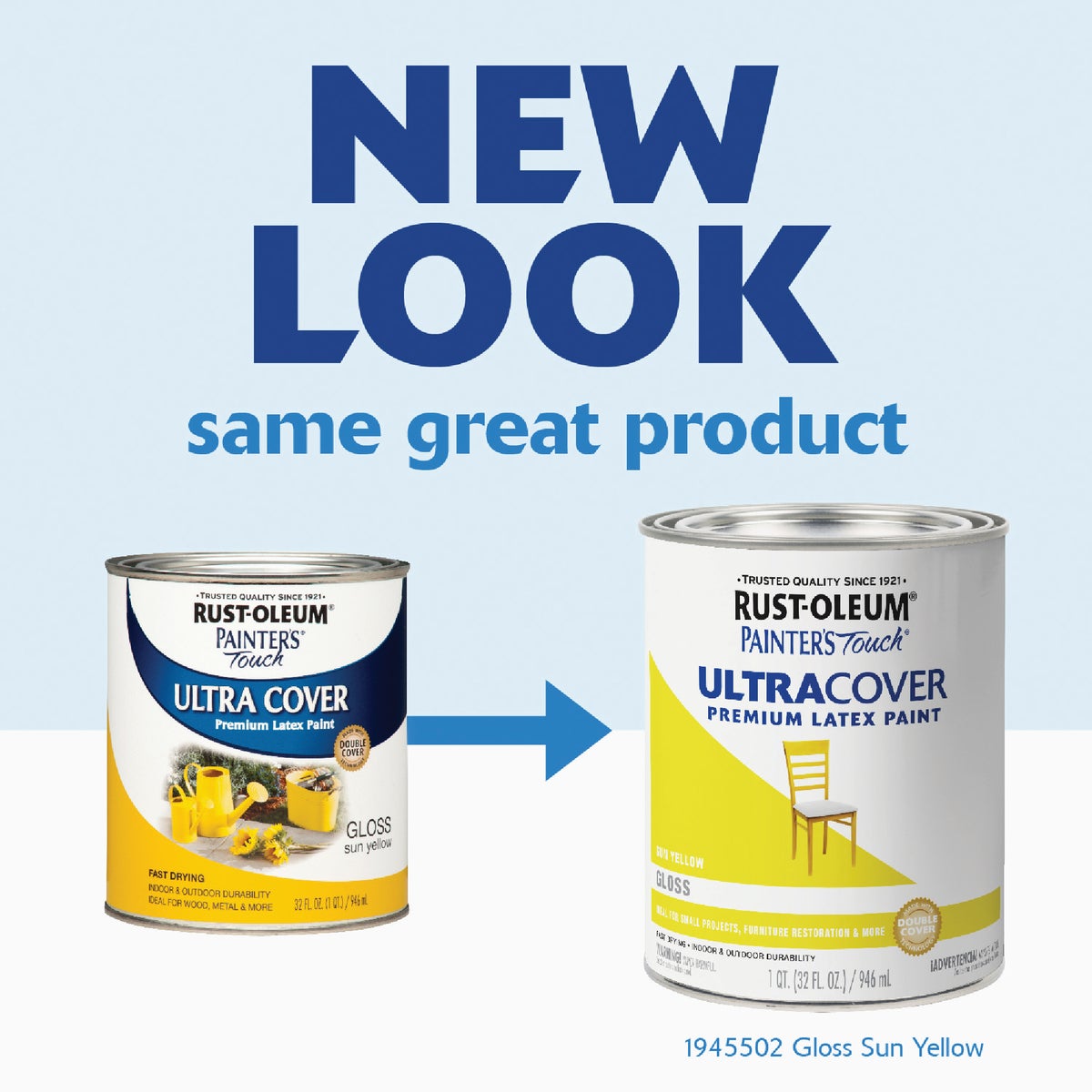 Rust-Oleum Painter's Touch 2X Ultra Cover Premium Latex Paint, Gloss Sun Yellow, 1 Qt. Image 2