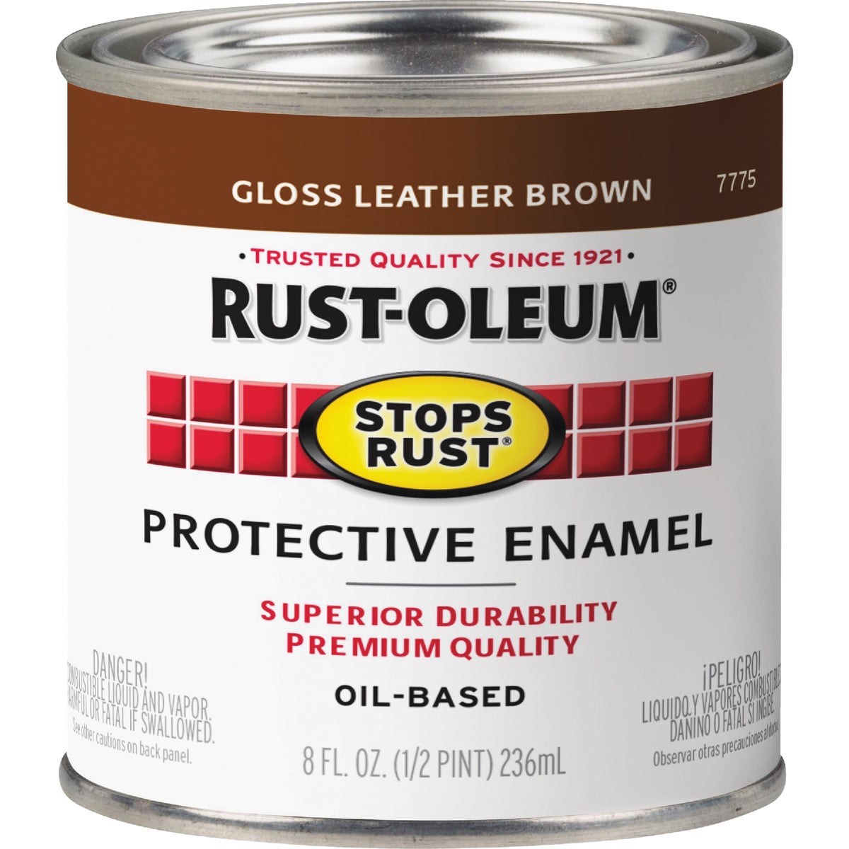 Rust-Oleum Stops Rust Oil Based Gloss Protective Rust Control Enamel, Leather Brown, 1/2 Pt. Image 2