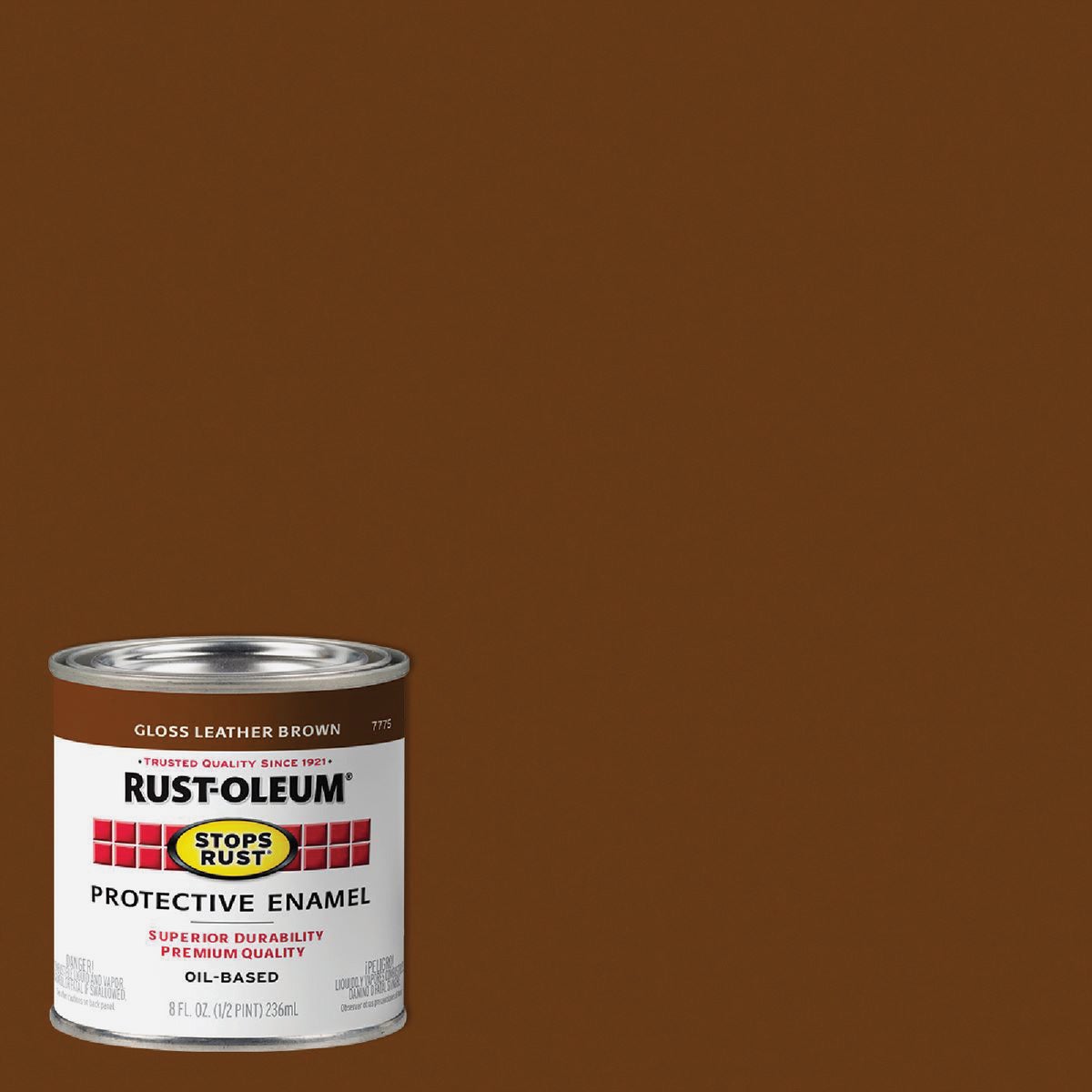 Rust-Oleum Stops Rust Oil Based Gloss Protective Rust Control Enamel, Leather Brown, 1/2 Pt. Image 1