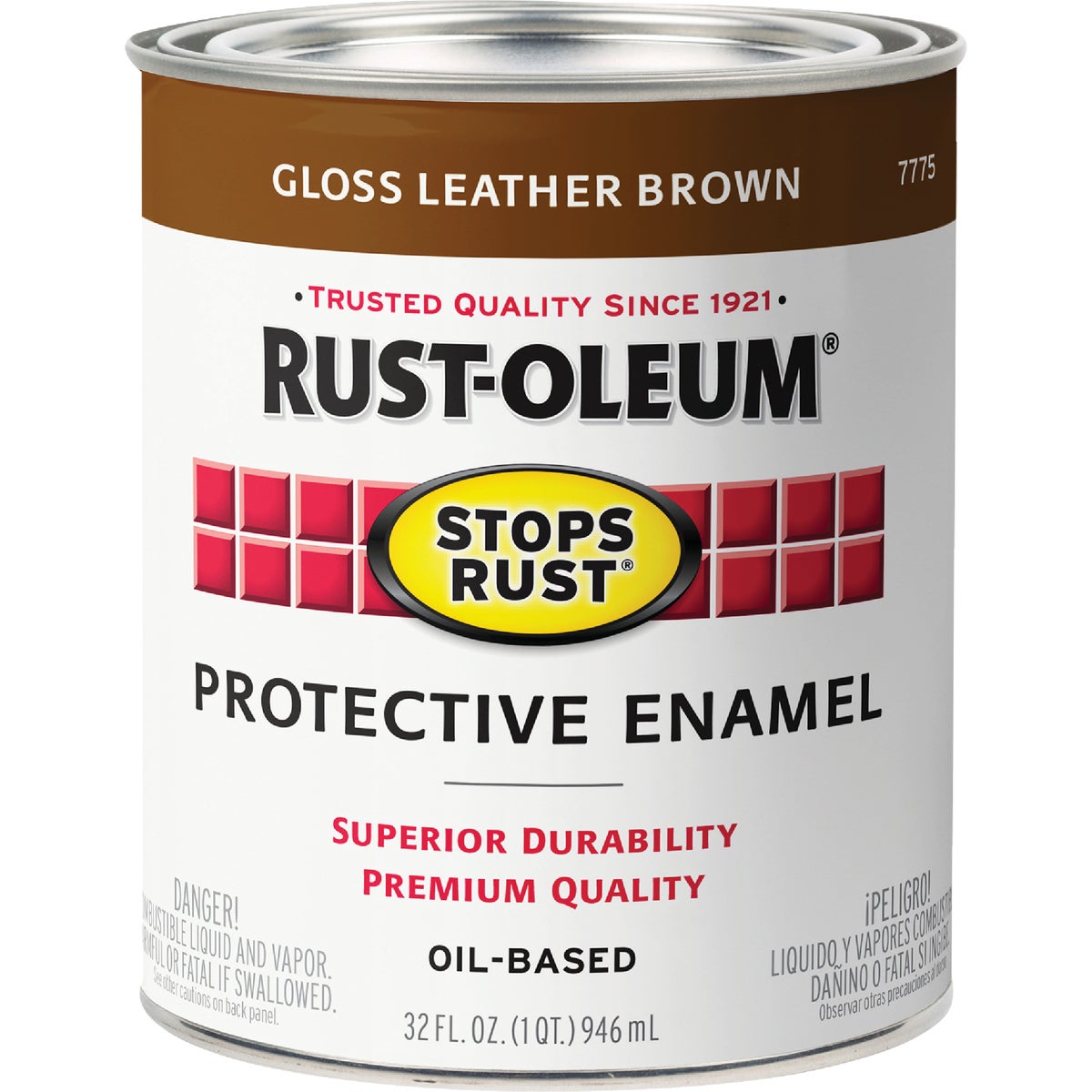 Rust-Oleum Stops Rust Oil Based Gloss Protective Rust Control Enamel, Leather Brown, 1 Qt. Image 7