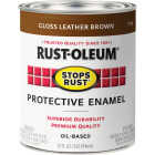 Rust-Oleum Stops Rust Oil Based Gloss Protective Rust Control Enamel, Leather Brown, 1 Qt. Image 7