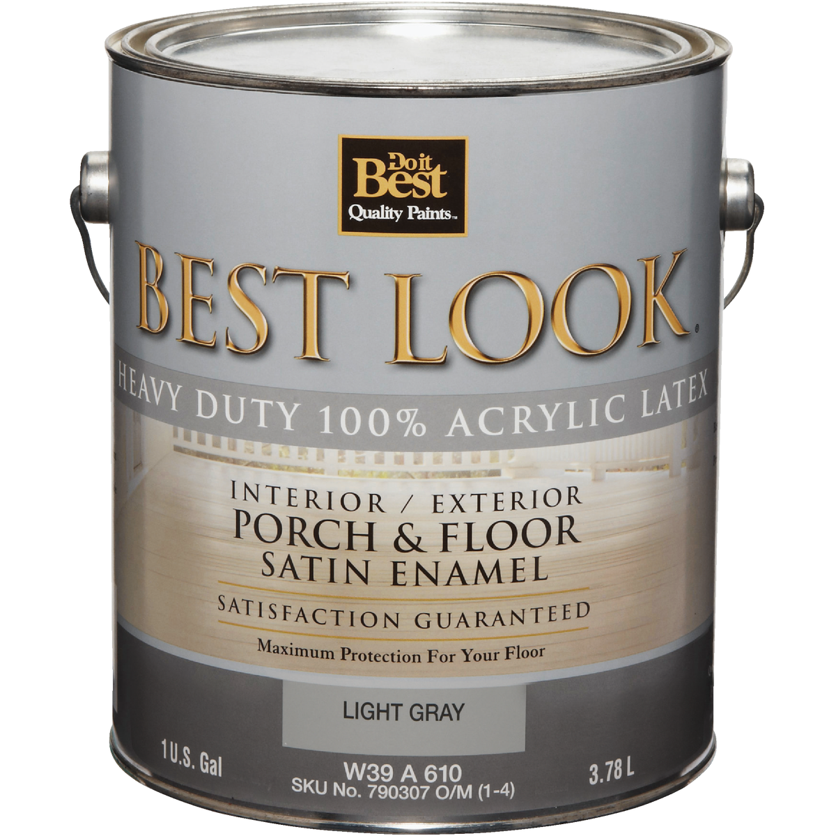 Best Look 1 Gal. Light Gray Heavy-Duty Acrylic Latex Satin Porch & Floor Enamel