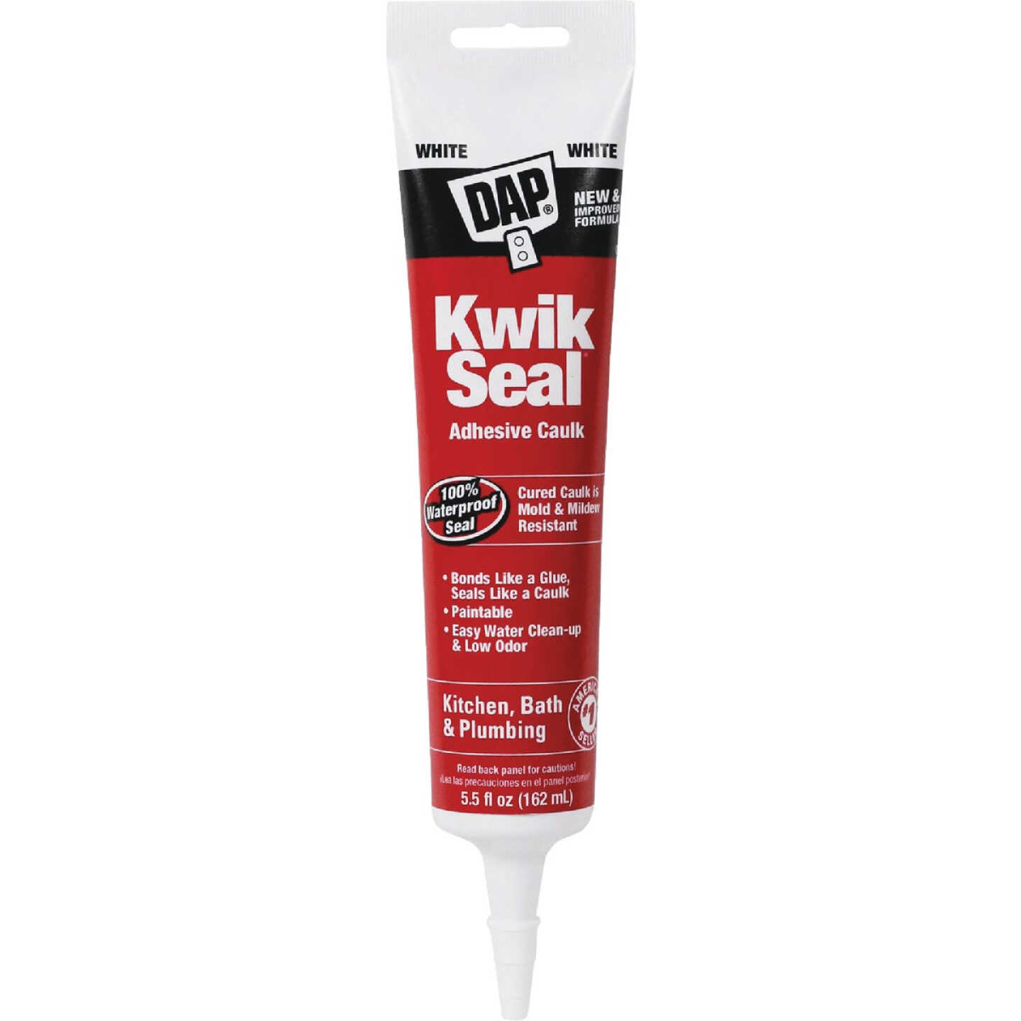 Dap Kwik Seal 5.5 Oz. White Kitchen & Bath Adhesive Caulk Image 1