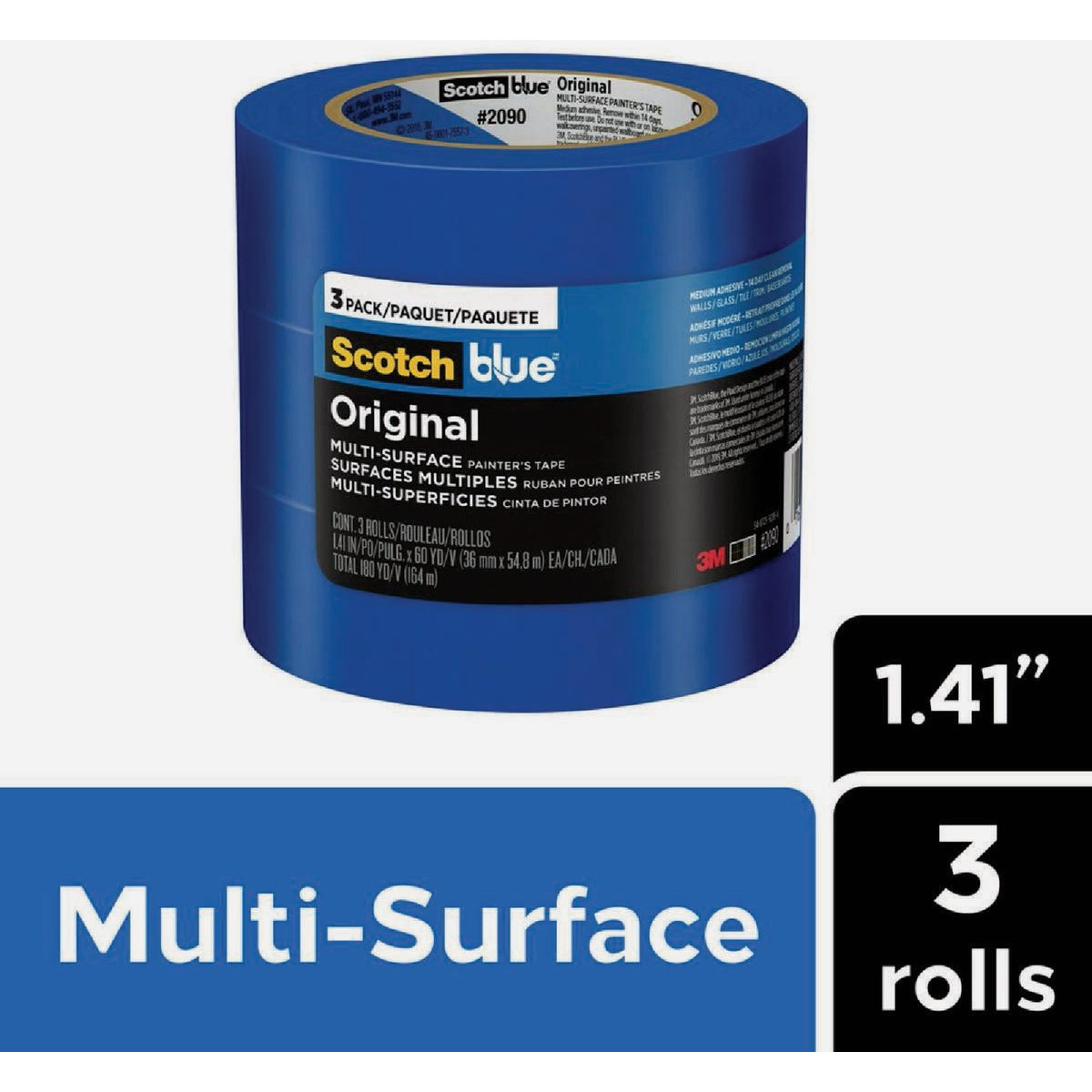 ScotchBlue 1.41 In. x 60 Yd. Original Painter's Tape (3 Roll) Image 2