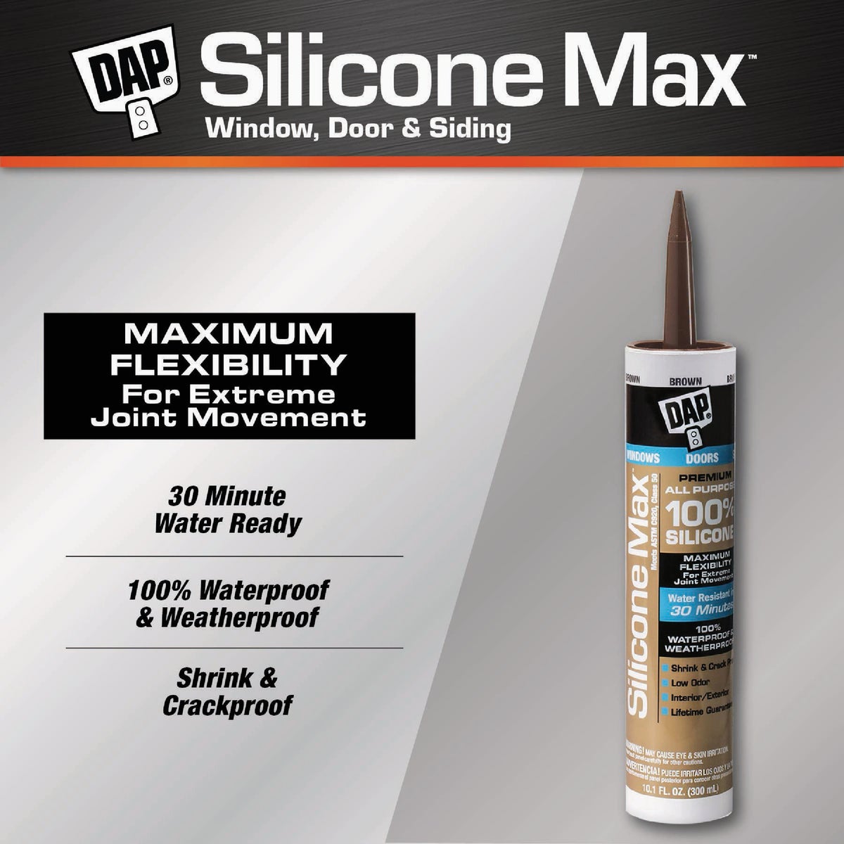DAP Silicone Max 10 Oz. Brown Premium All Purpose 100% Silicone Sealant Image 2