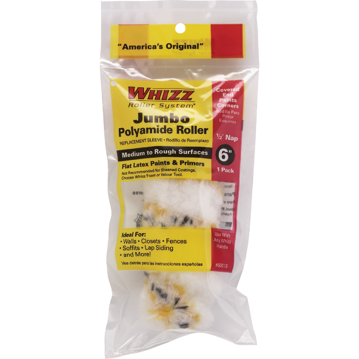 Whizz Premium Gold Stripe 6 In. x 1/2 In. Jumbo Woven Fabric Roller Cover Image 1