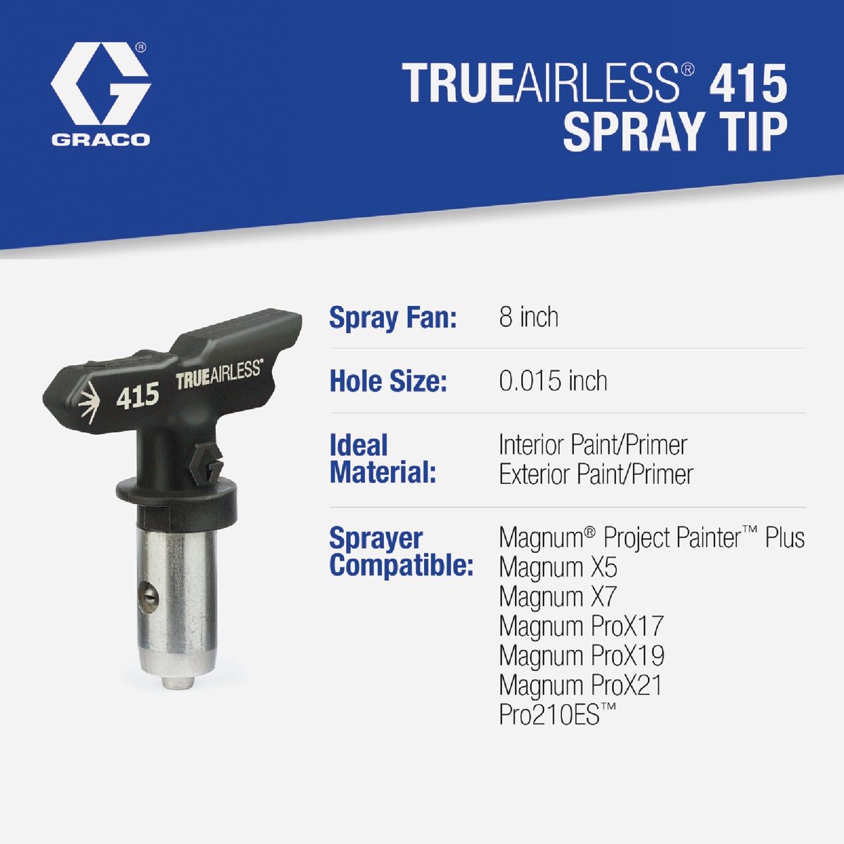 Graco TrueAirless 415 8 to 10 In. .015 Paint Sprayer Airless Spray Tip Image 2