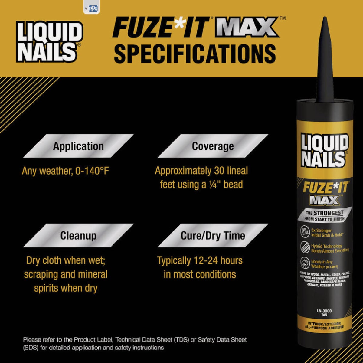 Liquid Nails Fuze-It Max 9 Oz. All Surface Construction Adhesive Image 5