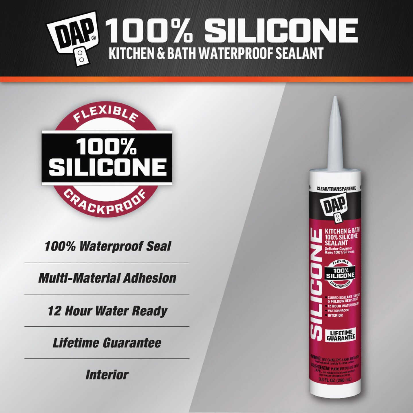 DAP 9.8 Oz. Kitchen And Bath 100% Silicone Sealant, Clear Image 2