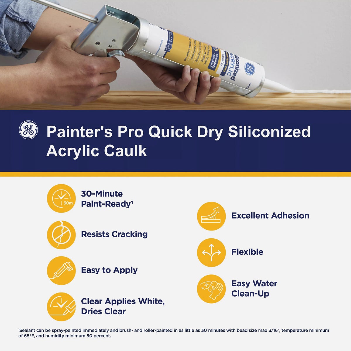 GE Siliconized Acrylic Painters Pro Quick Dry, White Sealant, 10  Oz. Cartridge Image 2