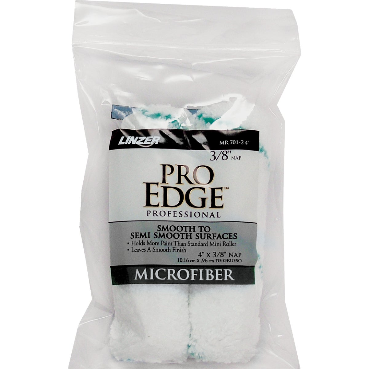 Linzer Pro Edge 4 In. x 3/8 In. Mini Microfiber Roller Cover (2-Pack) Image 1