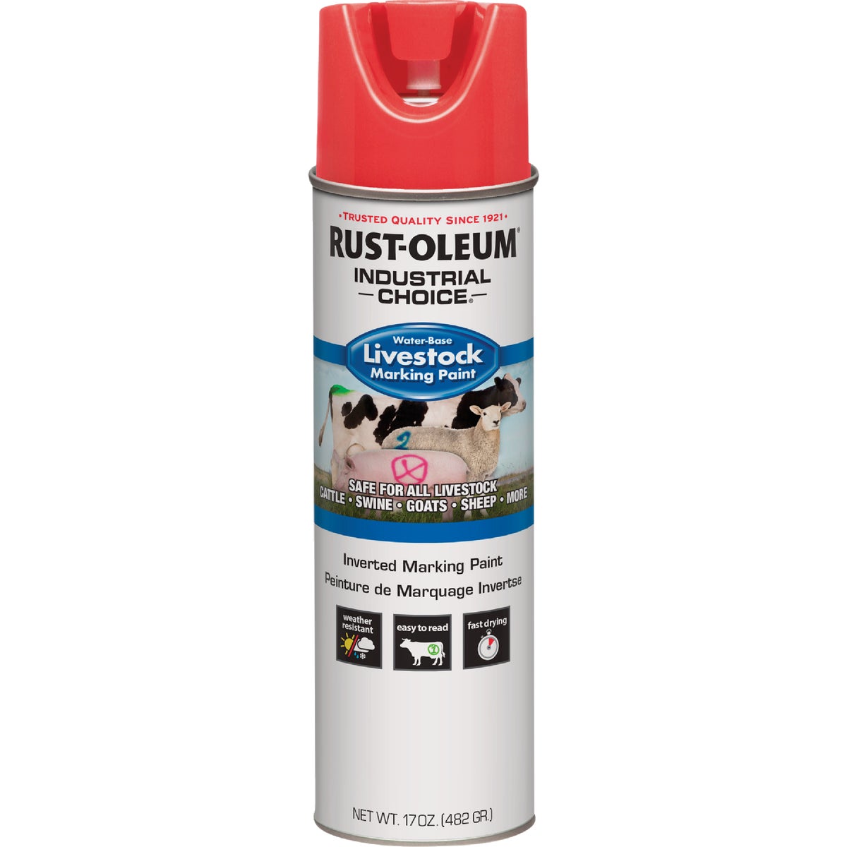 Rust-Oleum Industrial Choice 17 Oz. Fluorescent Red Livestock Marking Paint