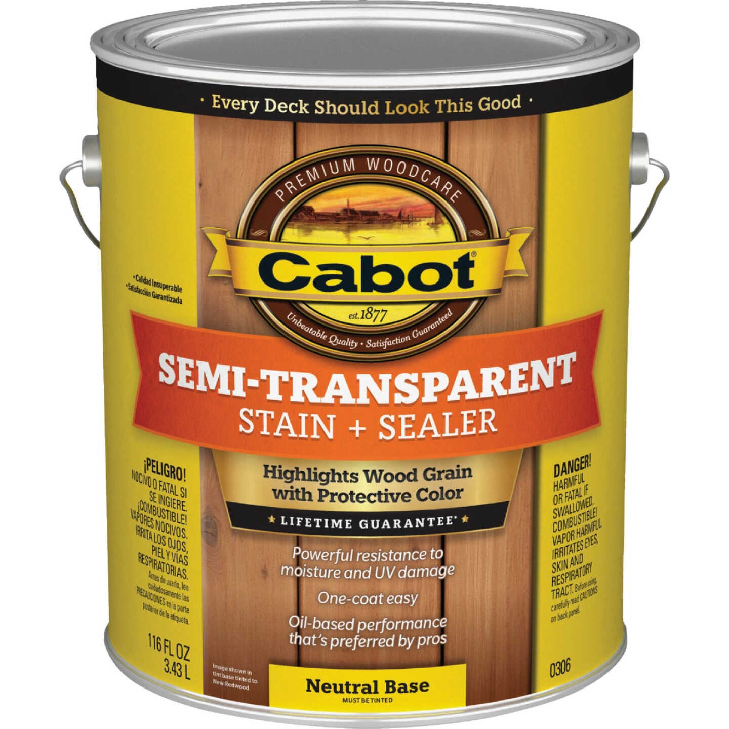 Cabot Semi-Transparent Deck & Siding Exterior Stain & Sealer, 0306 Neutral Base, 1 Gal. Image 1