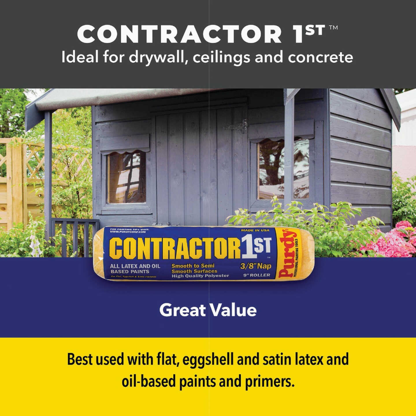 Purdy Contractor 1st 9 In. x 1/2 In. Knit Fabric Roller Cover Image 2