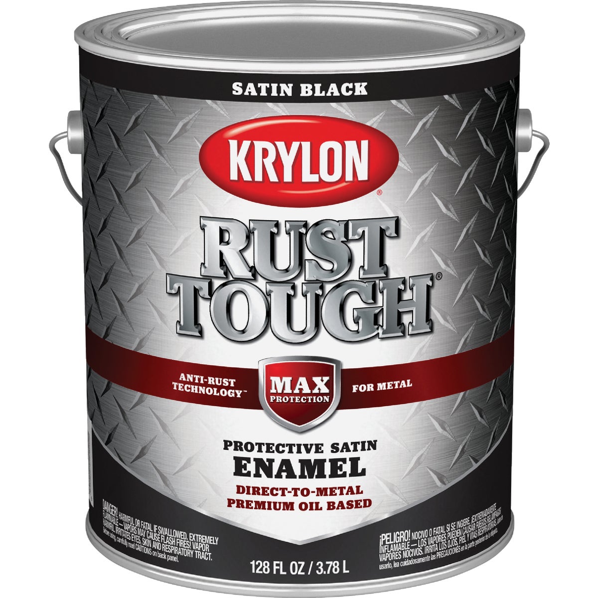 Krylon Rust Tough DTM Oil-Based Satin Rust Control Enamel, Black, 1 Gal. Image 1