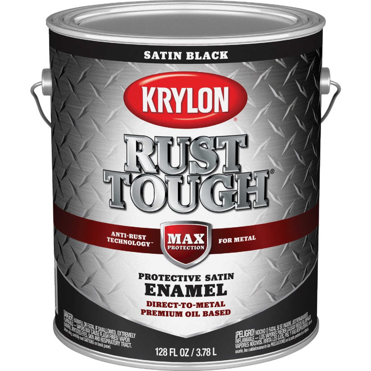 Krylon Rust Tough DTM Oil-Based Satin Rust Control Enamel, Black, 1 Gal. Image 1