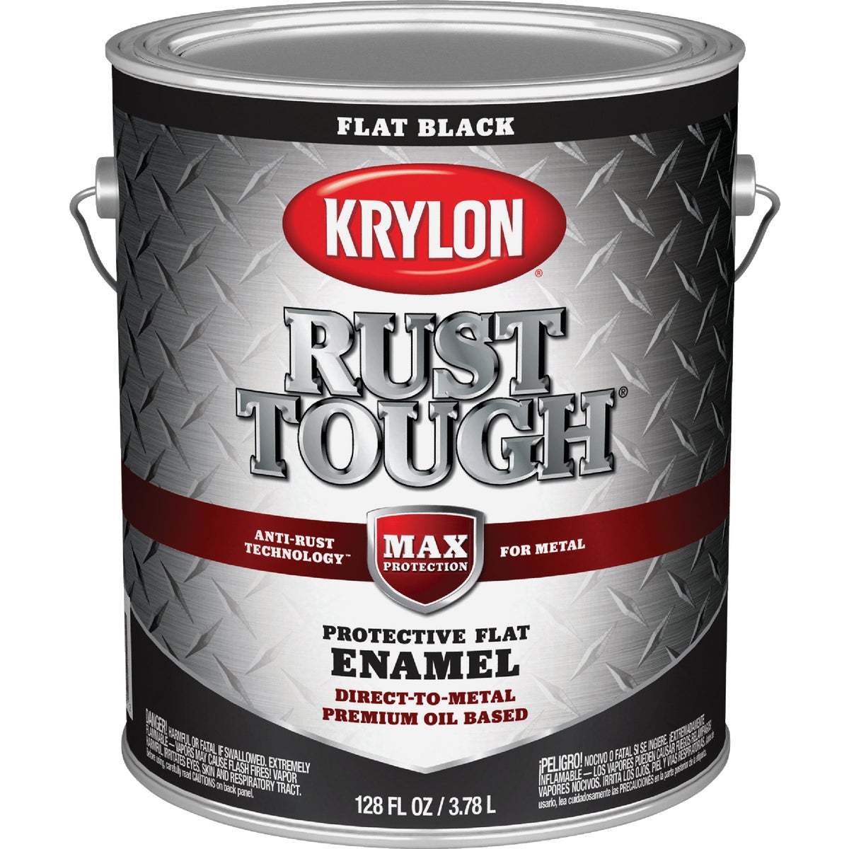 Krylon Rust Tough DTM Oil-Based Flat Rust Control Enamel, Black, 1 Gal. Image 1