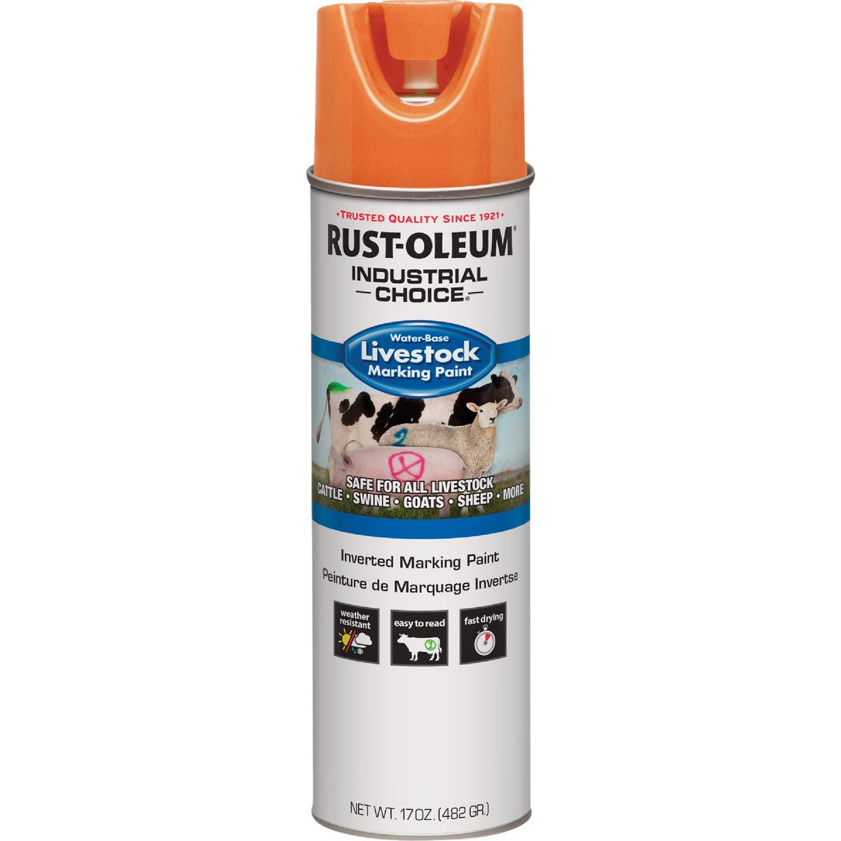 Rust-Oleum Industrial Choice 17 Oz. Fluorescent Orange Livestock Marking Paint