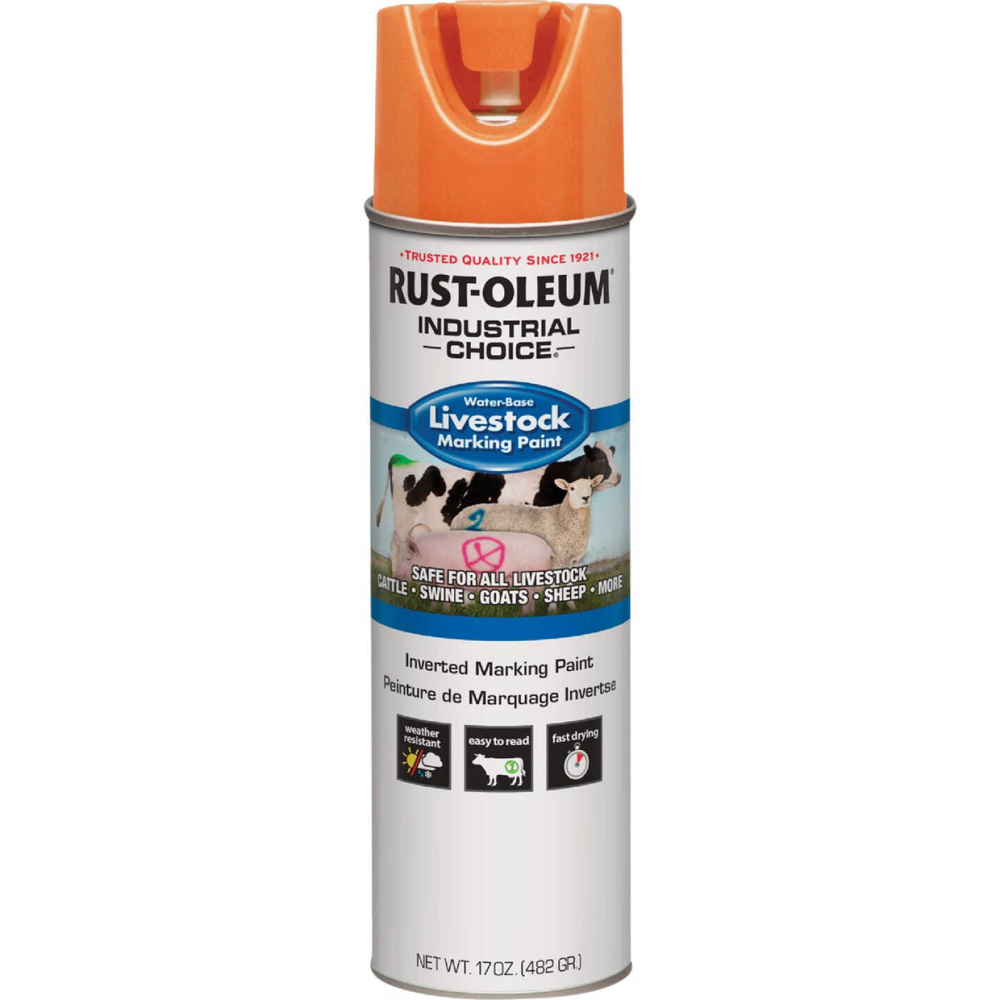 Rust-Oleum Industrial Choice 17 Oz. Fluorescent Orange Livestock Marking Paint Image 1